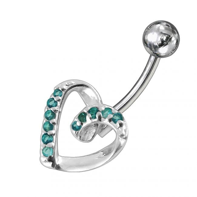 Jeweled Twisted Heart Non-Moving Belly Ring - Monster Piercing