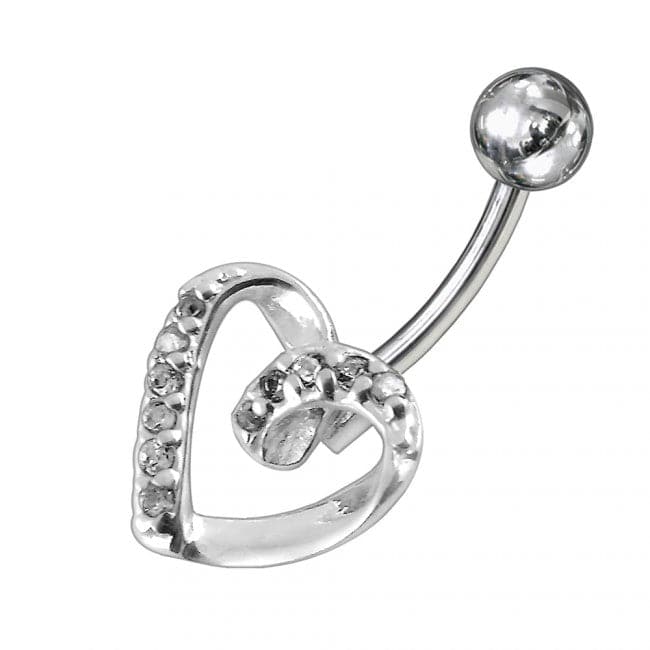 Jeweled Twisted Heart Non-Moving Belly Ring - Monster Piercing