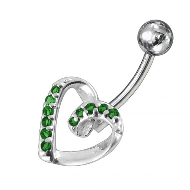 Jeweled Twisted Heart Non-Moving Belly Ring - Monster Piercing