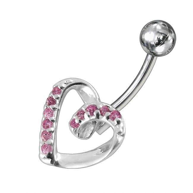 Jeweled Twisted Heart Non-Moving Belly Ring - Monster Piercing