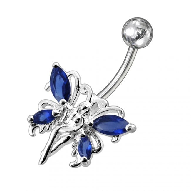 Butterfly angel Jewelled Non-Moving Belly Ring - Monster Piercing