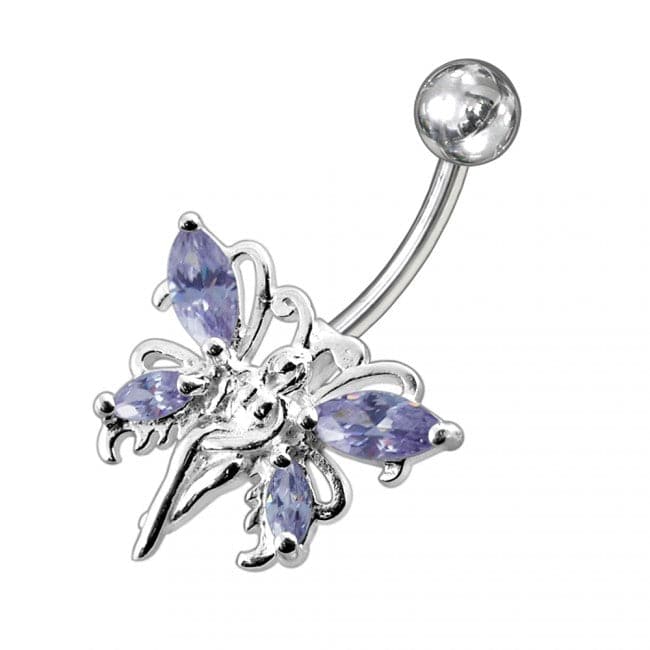 Butterfly angel Jewelled Non-Moving Belly Ring - Monster Piercing