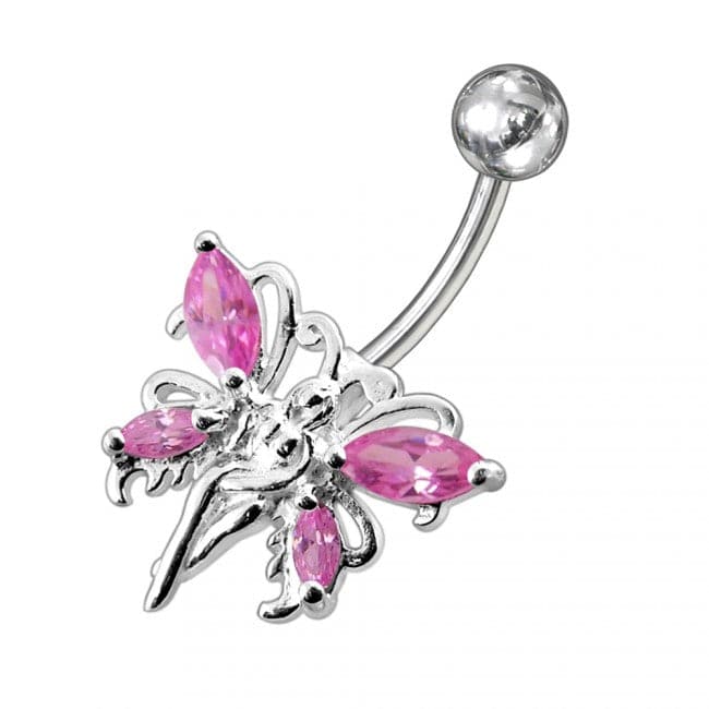 Butterfly angel Jewelled Non-Moving Belly Ring - Monster Piercing