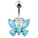 Jeweled Butterfly Non-Moving Belly Ring - Monster Piercing