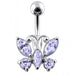 Jeweled Butterfly Non-Moving Belly Ring - Monster Piercing