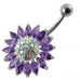 Jeweled Sun Flower Non-Moving Belly Ring - Monster Piercing