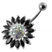 Jeweled Sun Flower Non-Moving Belly Ring - Monster Piercing