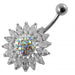 Jeweled Sun Flower Non-Moving Belly Ring - Monster Piercing