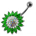 Jeweled Sun Flower Non-Moving Belly Ring - Monster Piercing