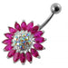 Jeweled Sun Flower Non-Moving Belly Ring - Monster Piercing