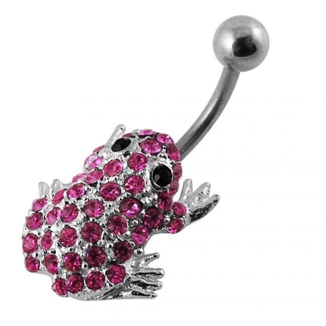 Jeweled Frog Non-Moving Belly Ring - Monster Piercing