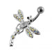 Jeweled Dragon Fly Non-Moving Belly Ring - Monster Piercing