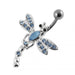 Jeweled Dragon Fly Non-Moving Belly Ring - Monster Piercing