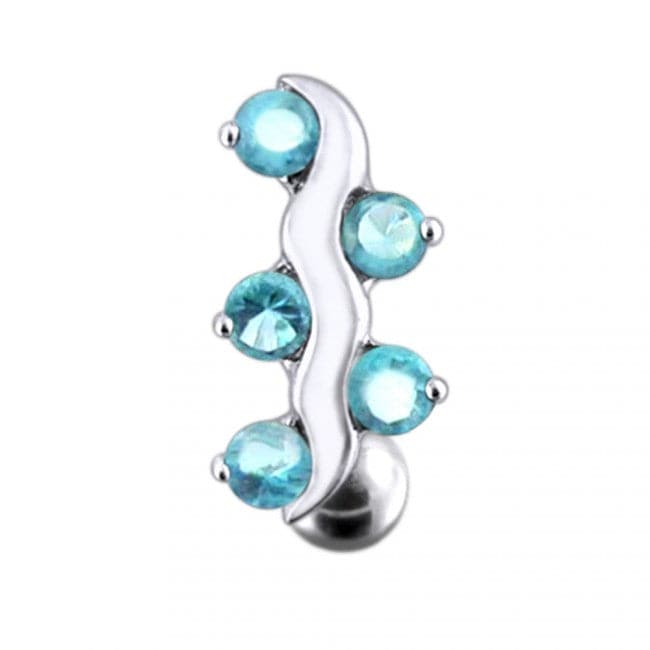 Silver Fancy Jeweled Curve Reverse Non-Moving SS or Titanium Belly Ring - Monster Piercing