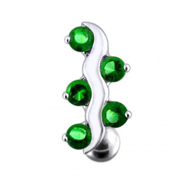 Silver Fancy Jeweled Curve Reverse Non-Moving SS or Titanium Belly Ring - Monster Piercing