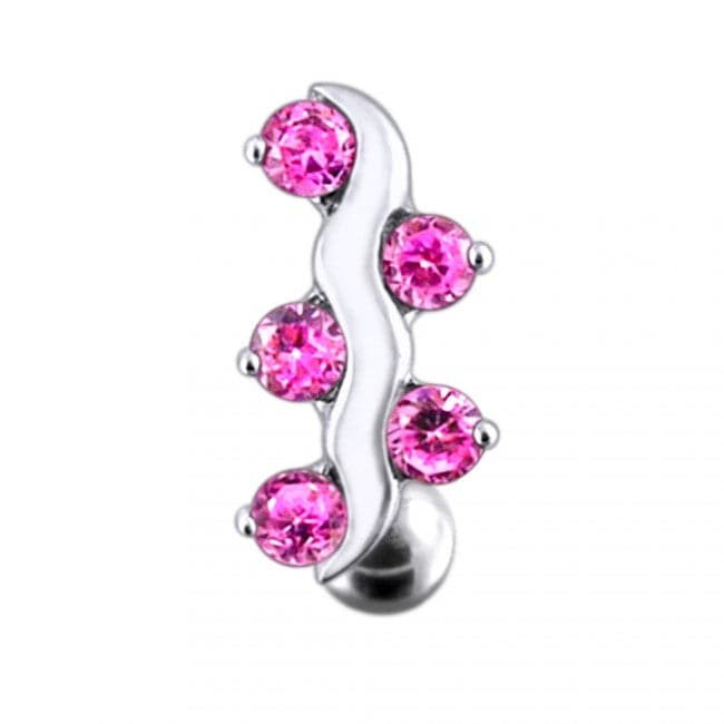 Silver Fancy Jeweled Curve Reverse Non-Moving SS or Titanium Belly Ring - Monster Piercing