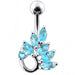 Jeweled Grapewine Leaf Non-Moving Belly Ring - Monster Piercing