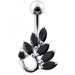 Jeweled Grapewine Leaf Non-Moving Belly Ring - Monster Piercing