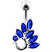 Jeweled Grapewine Leaf Non-Moving Belly Ring - Monster Piercing