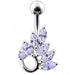 Jeweled Grapewine Leaf Non-Moving Belly Ring - Monster Piercing