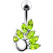 Jeweled Grapewine Leaf Non-Moving Belly Ring - Monster Piercing