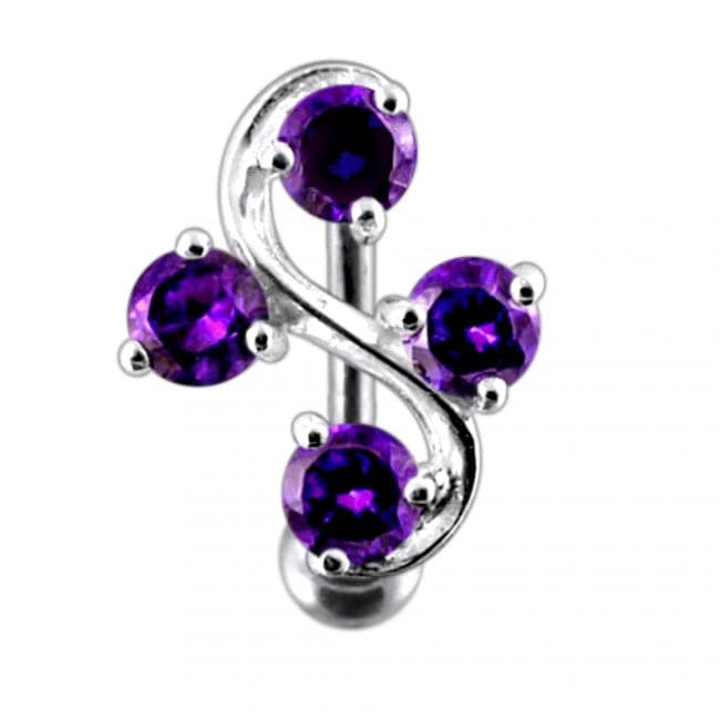 Tetra Fancy Jeweled Non-Moving Belly Ring - Monster Piercing