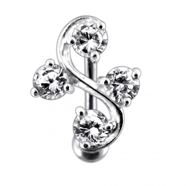 Tetra Fancy Jeweled Non-Moving Belly Ring - Monster Piercing