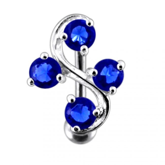 Tetra Fancy Jeweled Non-Moving Belly Ring - Monster Piercing