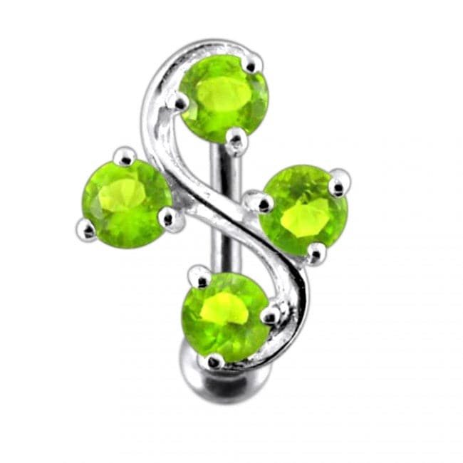 Tetra Fancy Jeweled Non-Moving Belly Ring - Monster Piercing