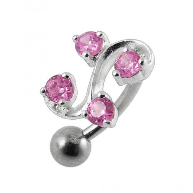 Tetra Fancy Mini Jeweled Non-Moving Belly Ring - Monster Piercing