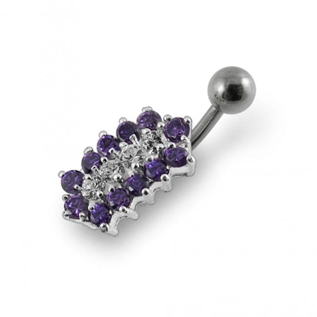 Jeweled Bar Non-Moving Belly Ring - Monster Piercing