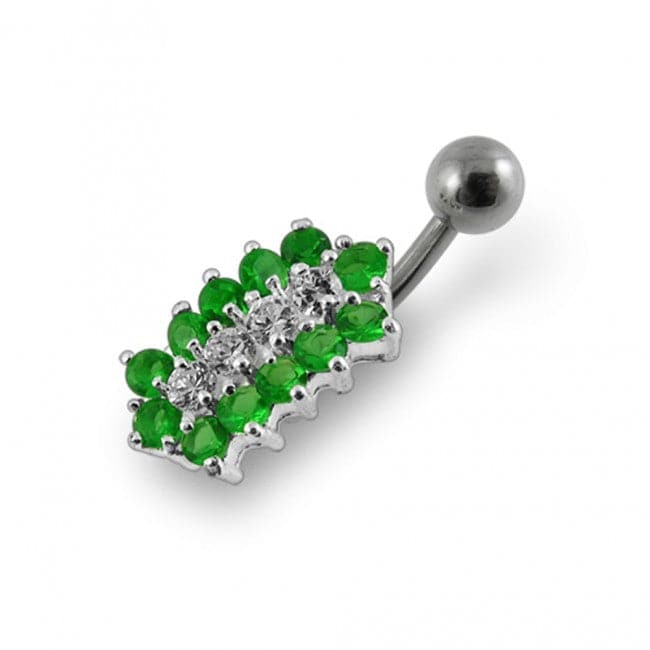 Jeweled Bar Non-Moving Belly Ring - Monster Piercing