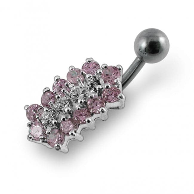 Jeweled Bar Non-Moving Belly Ring - Monster Piercing