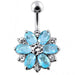 Fantasy Silver Jeweled Flower Non-Moving Belly Ring - Monster Piercing