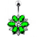 Fantasy Silver Jeweled Flower Non-Moving Belly Ring - Monster Piercing