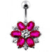 Fantasy Silver Jeweled Flower Non-Moving Belly Ring - Monster Piercing