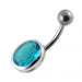 Single Oval Shaped Jeweled Non-Moving Belly Ring - Monster Piercing