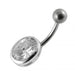 Single Oval Shaped Jeweled Non-Moving Belly Ring - Monster Piercing