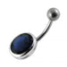 Single Oval Shaped Jeweled Non-Moving Belly Ring - Monster Piercing