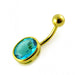 Single Oval Shaped Jeweled Non-Moving Belly Ring - Monster Piercing