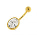 Single Oval Shaped Jeweled Non-Moving Belly Ring - Monster Piercing