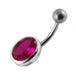 Single Oval Shaped Jeweled Non-Moving Belly Ring - Monster Piercing