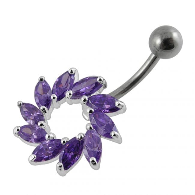 Marquis Jeweled Sun Non-Moving Belly Ring - Monster Piercing