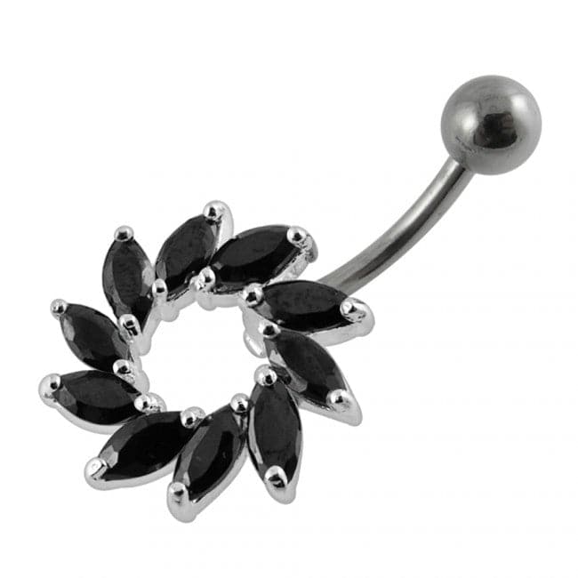 Marquis Jeweled Sun Non-Moving Belly Ring - Monster Piercing