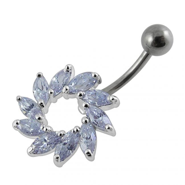 Marquis Jeweled Sun Non-Moving Belly Ring - Monster Piercing