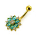 Double Colored Flower Non-Moving Belly Ring - Monster Piercing