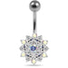 Double Colored Flower Non-Moving Belly Ring - Monster Piercing