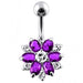 Double Colored Flower Non-Moving Belly Ring - Monster Piercing