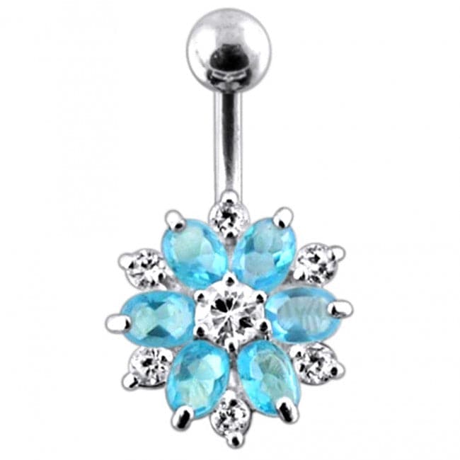 Double Colored Flower Non-Moving Belly Ring - Monster Piercing