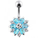 Double Colored Flower Non-Moving Belly Ring - Monster Piercing